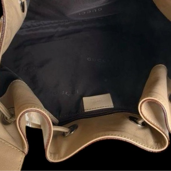 AUTHENTIC GUCCI VINTAGE TAN BUTTERY LEATHER-SLOUCHY HOBO RARE BAG - Picture 4 of 8